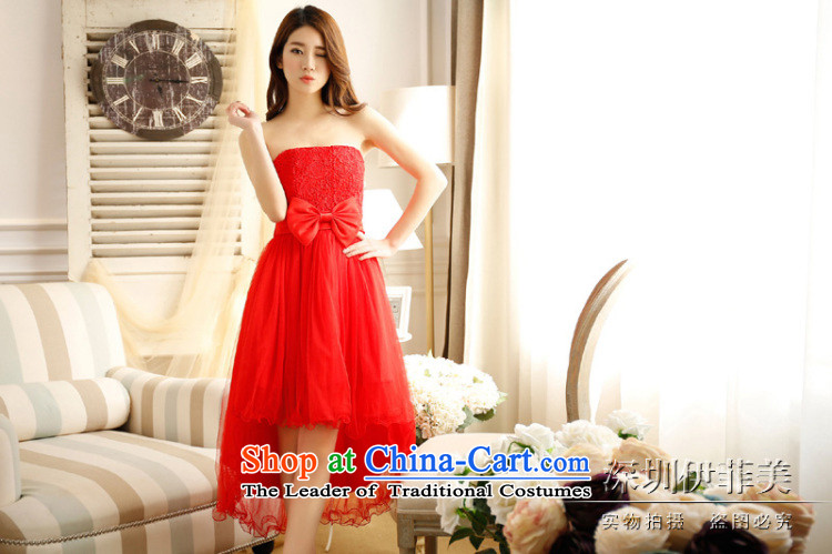 Li and the spring and summer stylish wedding bows and chest short high-lumbar bridesmaid sister mission before the dress short long after dovetail red chiffon bridal dresses small dress code red are  suitable for 78-110 F catty picture, prices, brand platters! The elections are supplied in the national character of distribution, so action, buy now enjoy more preferential! As soon as possible.