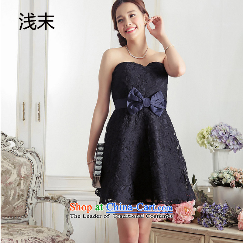 The end of the light (MO) chest anointed QIAN water-soluble lace bow ties small dress Foutune of dress dresses 3373 dark blue light at the end of L, , , , shopping on the Internet