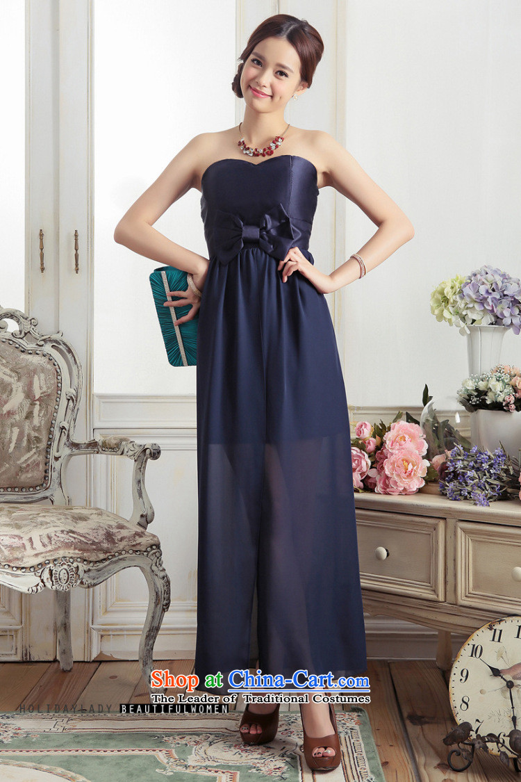 The end of the light (MO) QIAN aristocratic temperament and chest bow tie gliding tail evening dresses long small dress dresses 3378 dark blue XXL picture, prices, brand platters! The elections are supplied in the national character of distribution, so action, buy now enjoy more preferential! As soon as possible.