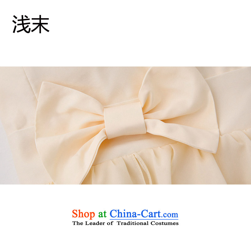 The end of the light (MO) QIAN aristocratic temperament and chest bow tie gliding tail evening dresses long small dress dresses XXL, deep blue 3378 light at the end of shopping on the Internet has been pressed.
