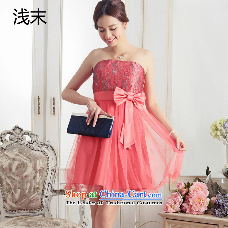 The end of the light (QIAN MO) sweet lady anointed chest lace activities bow tie bon bon small dress suit skirt dresses 3372 Orange red light at the end of the code are , , , shopping on the Internet