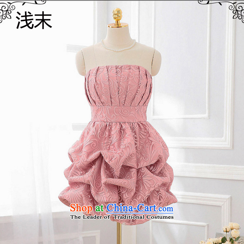The end of the light _MO_ QIAN elegant ladies wiping the chest lace bon bon small dress suit skirt dresses 3375 pink XL