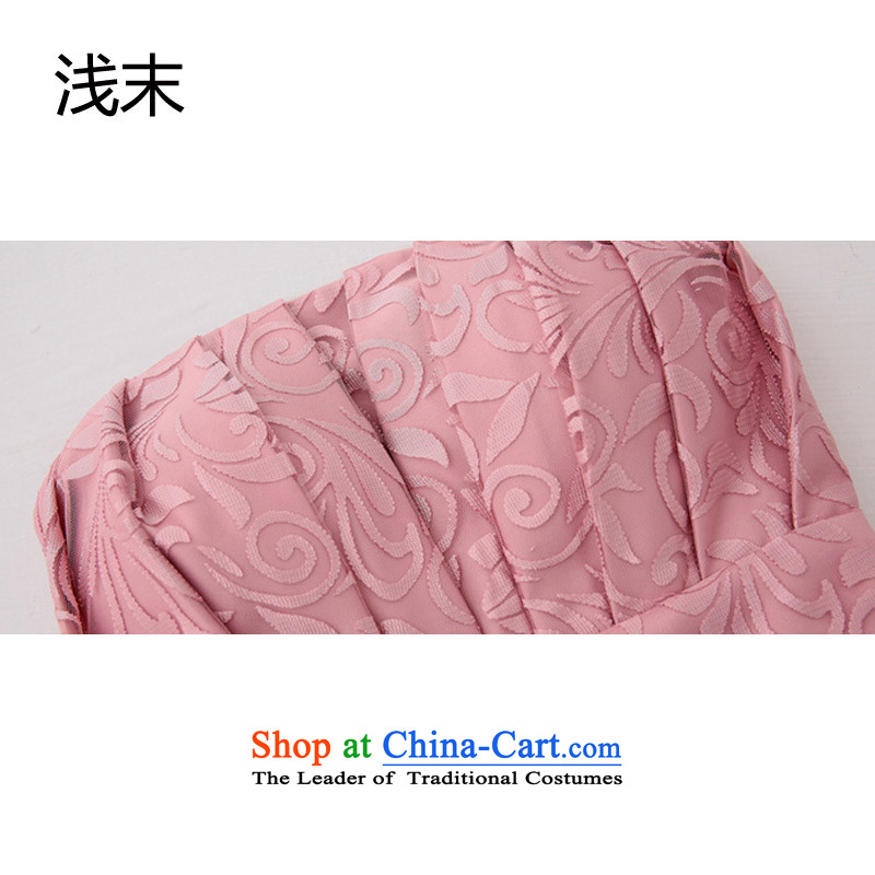 The end of the light (MO) QIAN elegant ladies wiping the chest lace bon bon small dress suit skirt dresses 3375  XL, light at the end of the pink shopping on the Internet has been pressed.