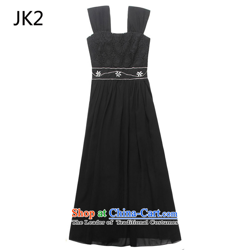 Korea sweet bridesmaid wedding dress shoulders Lace up the Pearl River Delta chiffon long skirt larger gown JK2 9619 Black are code ,JK2.YY,,, shopping on the Internet