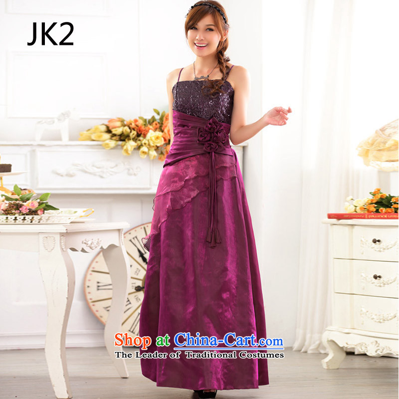 Europe and the bare shoulders evening dress Sau San chairpersons on-chip performance large female frockcoat JK2 9717 purple XXL