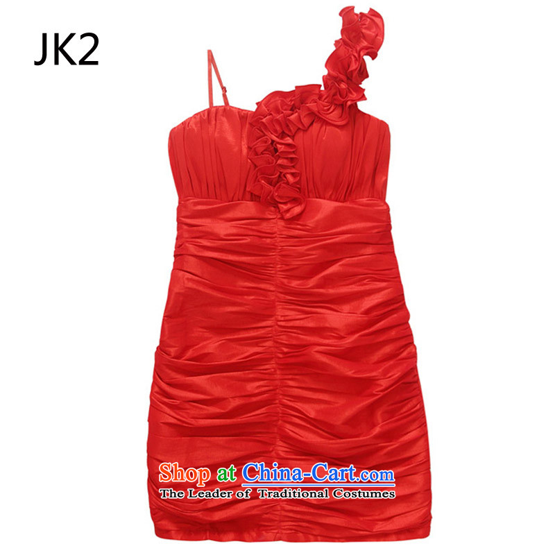 Marriage quarter stylish shoulder sister skirt dinner appointment Sau San your abdomen and package dress dresses JK2 9,722 red M,JK2.YY,,, shopping on the Internet