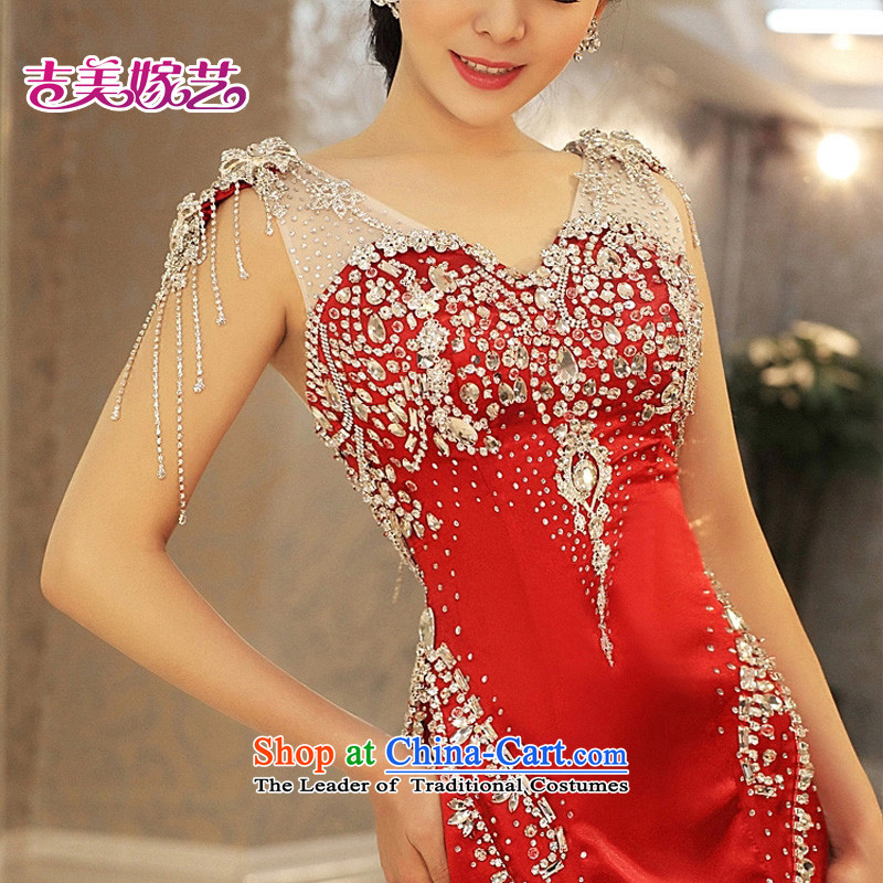 Pre-sale - wedding dresses Kyrgyz-american married arts 2015 new shoulders Korean tail 971 luxury water drilling bridal dresses wine red XS, Kyrgyz-US married arts , , , shopping on the Internet