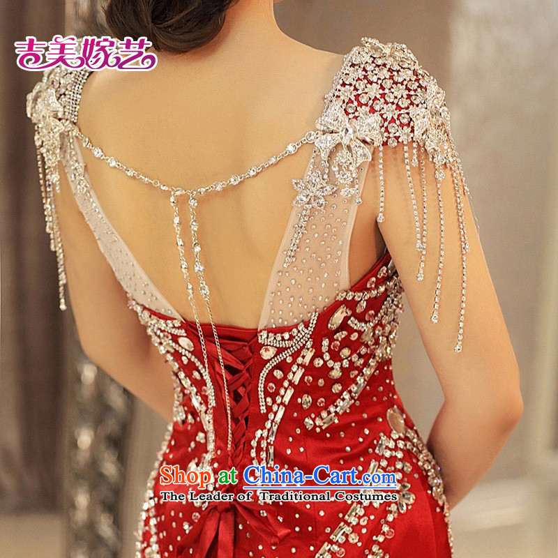 Pre-sale - wedding dresses Kyrgyz-american married arts 2015 new shoulders Korean tail 971 luxury water drilling bridal dresses wine red XS, Kyrgyz-US married arts , , , shopping on the Internet