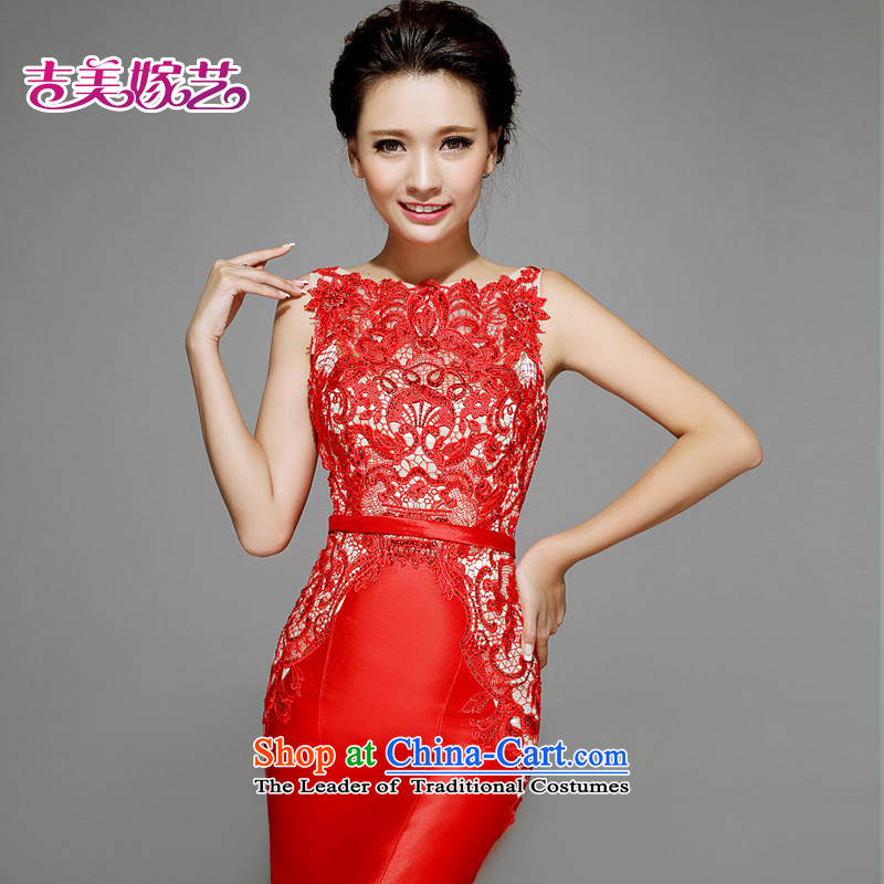 Pre-sale - American married arts wedding dresses 2015 new Korean shoulders crowsfoot lace tail 7565 Red bride dress no drill XL, Kyrgyz-US married arts , , , shopping on the Internet