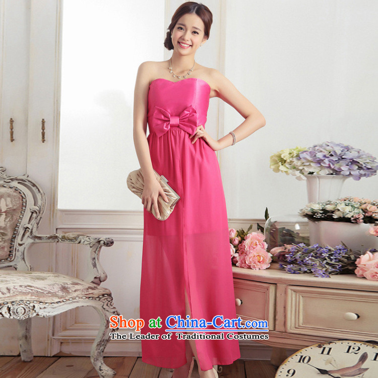 Of the aristocratic temperament not glued to the rules and chest evening dresses 2015 Korean long marriage banquet chiffon stitching bow tie and sexy dress dresses in red XL code picture, prices, brand platters! The elections are supplied in the national character of distribution, so action, buy now enjoy more preferential! As soon as possible.