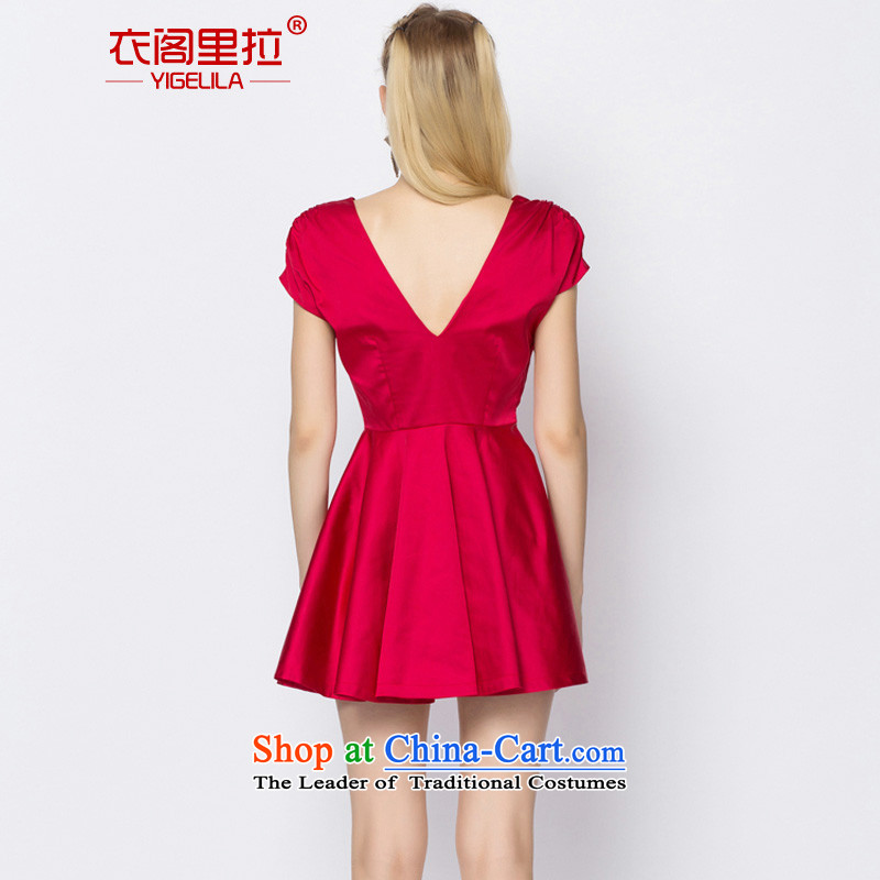 Yi Ge lire aristocratic dress dresses bubble cuff pressure on silk and cotton bridesmaid dress skirt bride services back door onto bows bright red 6700 S, Yi Ge Liras (YIGELILA) , , , shopping on the Internet