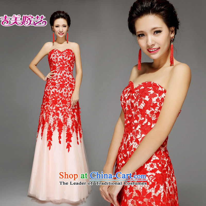Kyrgyz-US married arts wedding dresses 2015 new Korean wiping the chest A swing lace No. 7657  An Act to align the bride dress RED?M