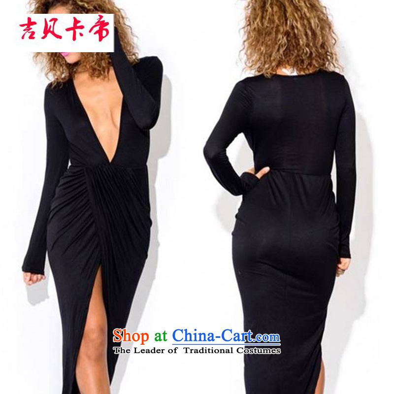 Gibez Card 2014 autumn in Dili and stylish crumpled long-sleeved dresses dress night package and long skirt black , L, Gil Bekaa in Dili (JIBEIKADI) , , , shopping on the Internet