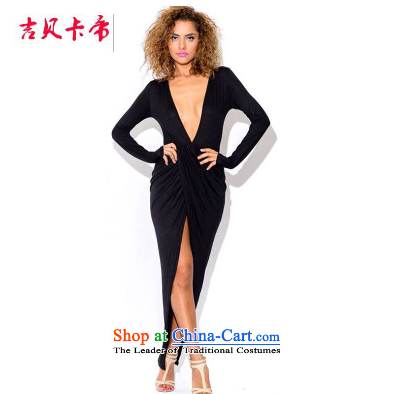 Gibez Card 2014 autumn in Dili and stylish crumpled long-sleeved dresses dress night package and long skirt black , L, Gil Bekaa in Dili (JIBEIKADI) , , , shopping on the Internet