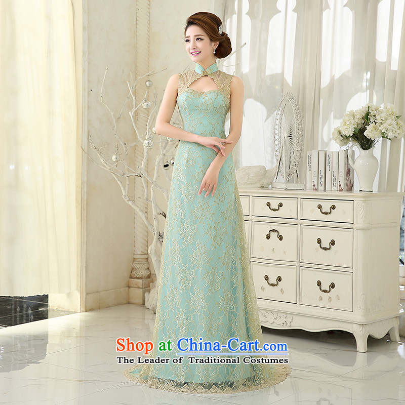 Evening dress long 2015 autumn and winter new bride services stylish graphics thin bows crowsfoot dresses luxury evening dress blue ice XXL, hundreds of products has been pressed. Mr Martin LEE shopping on the Internet