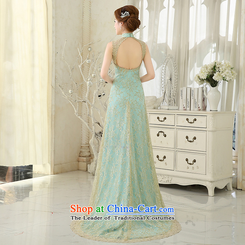 Evening dress long 2015 autumn and winter new bride services stylish graphics thin bows crowsfoot dresses luxury evening dress blue ice XXL, hundreds of products has been pressed. Mr Martin LEE shopping on the Internet