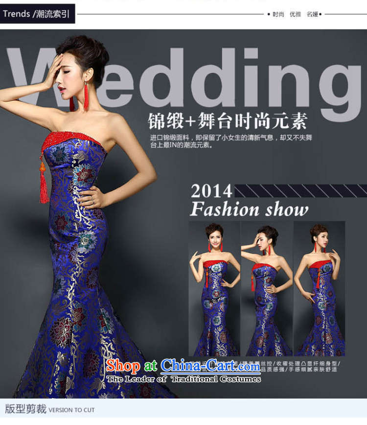 Qipao gown skirt 2015 New Stylish retro banquet service improvement bows crowsfoot long evening dresses dresses and women's skirt Blue M picture new products, prices, brand platters! The elections are supplied in the national character of distribution, so action, buy now enjoy more preferential! As soon as possible.