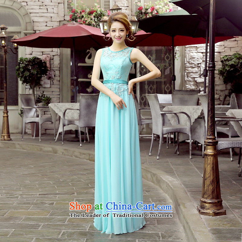 Evening dress dresses marriages bows services 2015 new lace round-neck collar graphics and slender, evening bridesmaid moderator dress blue ice S, 100 female Ka-ming, , , , shopping on the Internet