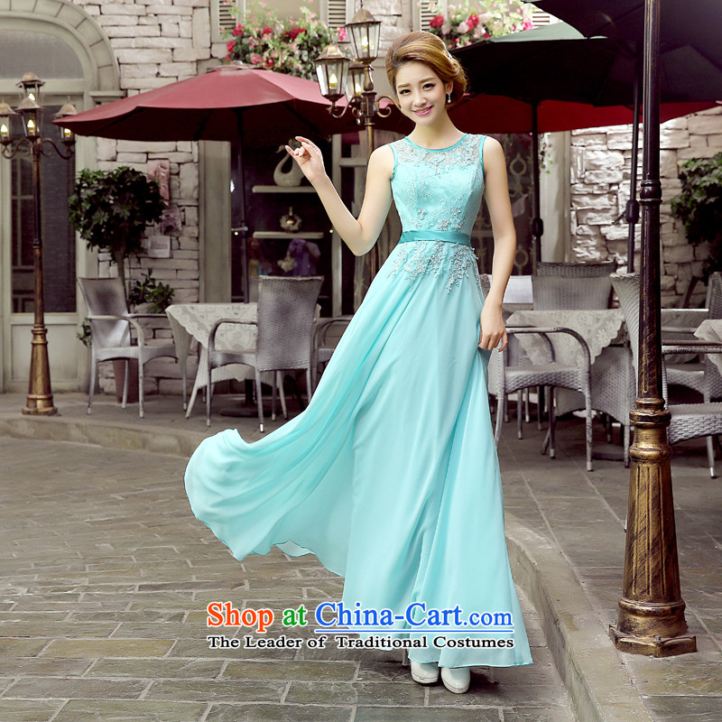 Evening dress dresses marriages bows services 2015 new lace round-neck collar graphics and slender, evening bridesmaid moderator dress blue ice S, 100 female Ka-ming, , , , shopping on the Internet