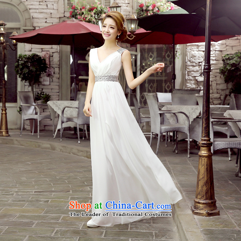 The bride bows evening dresses 2015 new diamond sexy deep Sau San long bridesmaid mission dresses banquet hosted long evening white L, hundreds of Ming products , , , shopping on the Internet
