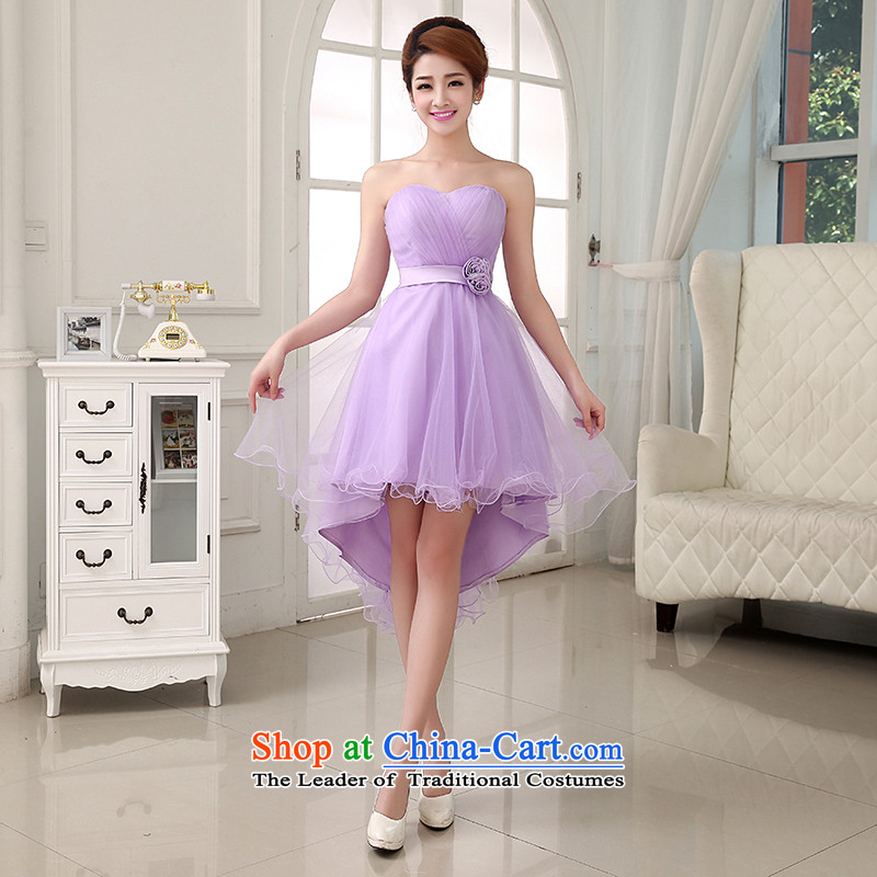 Dress evening dress small short skirts 2015 new stylish Sau San luxury lace bride bridesmaid before long after a short skirt Fall/Winter Collections female skirt light purple made Size 5-7 days shipment, hundreds of Ming products , , , shopping on the Internet