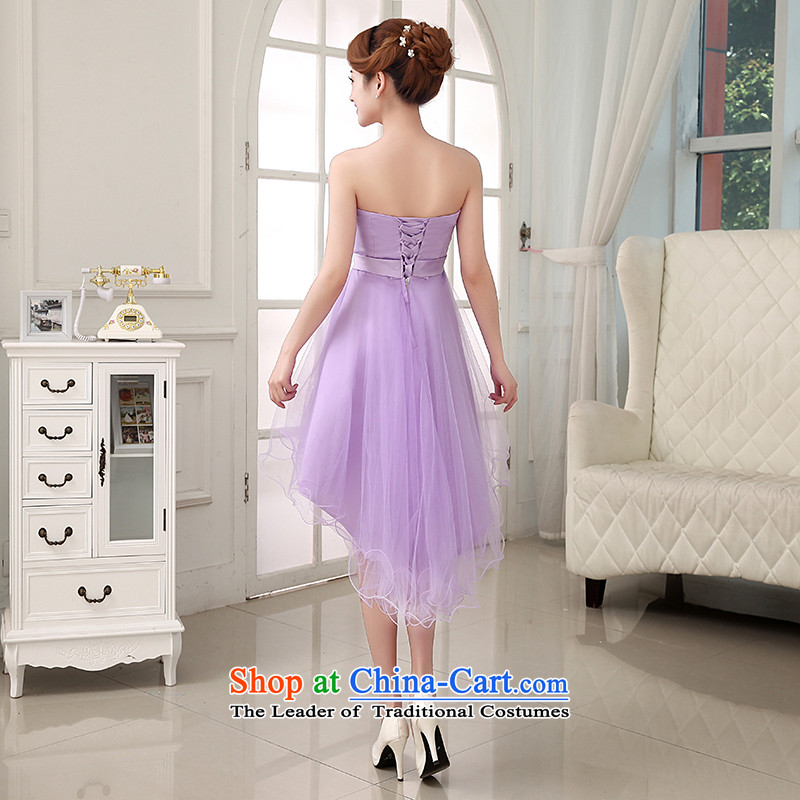 Dress evening dress small short skirts 2015 new stylish Sau San luxury lace bride bridesmaid before long after a short skirt Fall/Winter Collections female skirt light purple made Size 5-7 days shipment, hundreds of Ming products , , , shopping on the Internet