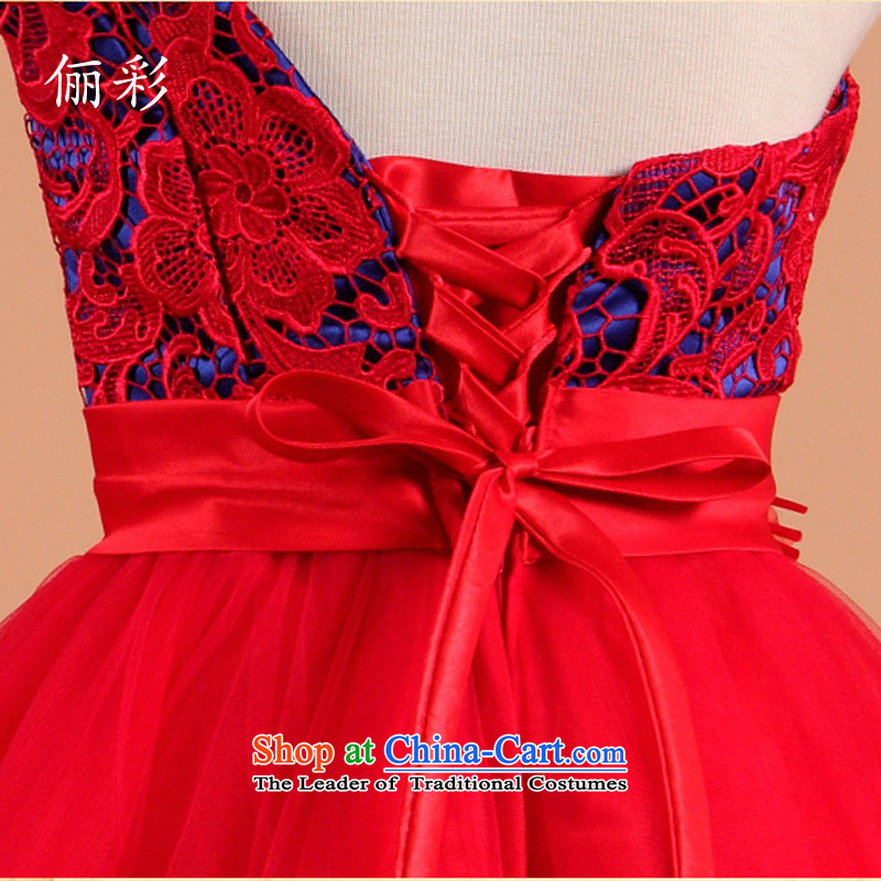 158 color bridesmaid dress red single shoulder retro lace short of small dress bridesmaid skirt apricot M 158 color (LICAI) , , , shopping on the Internet