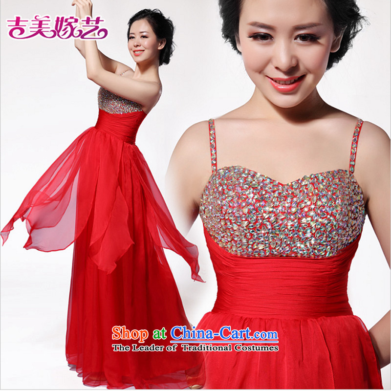 Wedding dress Kyrgyz-american married arts new 2015 straps Korean long gown LS992 bridal dresses Red 4_