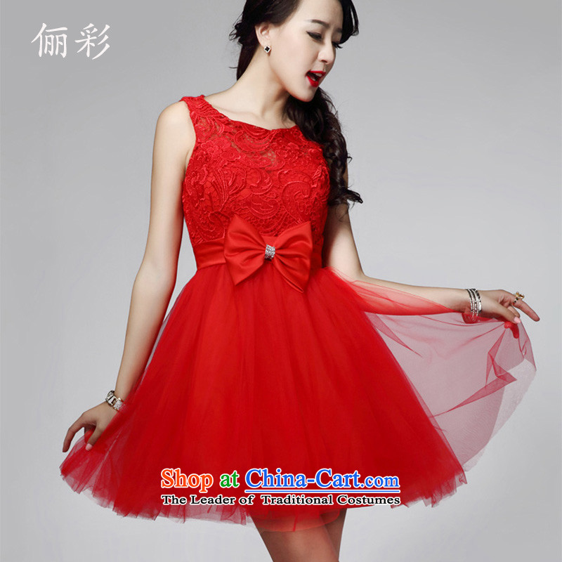 158 color red small dress lace sexy princess bridesmaid skirt short of the RED M 158 color (LICAI) , , , shopping on the Internet