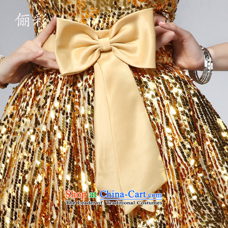 158 Korean dress up color chip anointed chest small dress short skirts of Princess bridesmaid skirt moderator dress gold M 158 color (LICAI) , , , shopping on the Internet