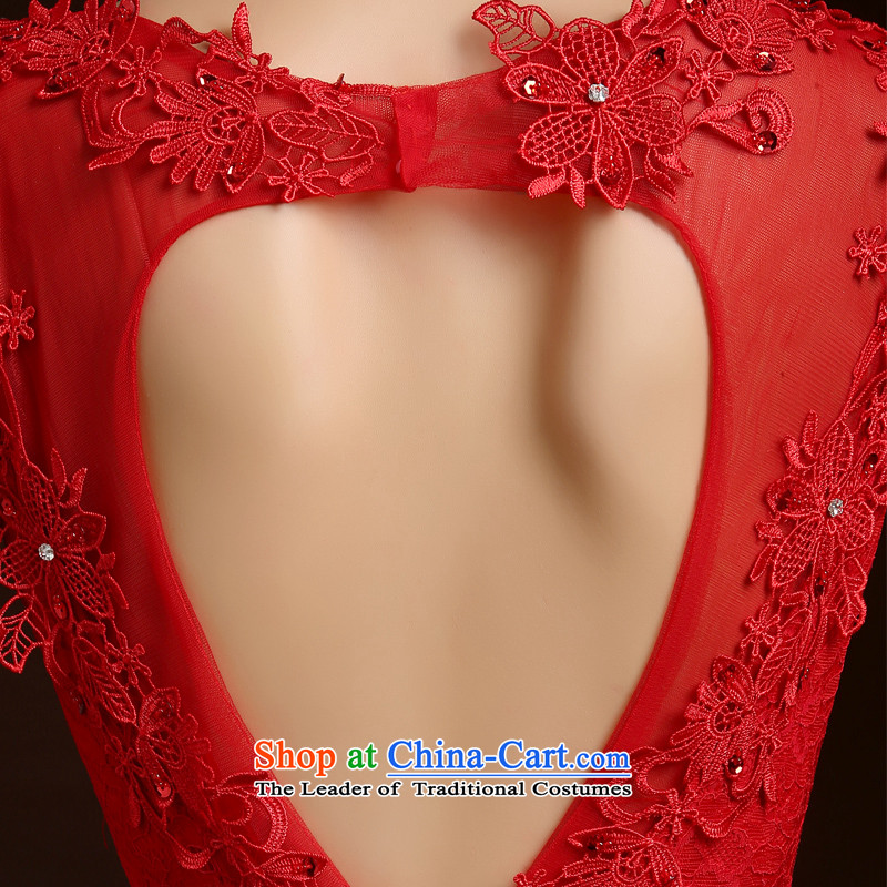 Wedding dresses new 2015 winter bride red bows to the annual meeting of the Sau San long evening dress banquet wedding dress small trailing wedding dresses red tailored, Lily Dance (ball lily shopping on the Internet has been pressed.)