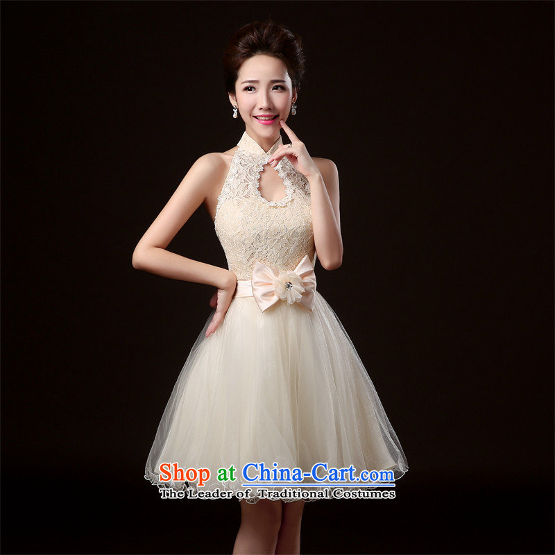 Lily Dance bridesmaid dress new 2014 winter clothing dresses bridesmaid stylish banquet hosted the annual meeting of the Evening Dress Short bridesmaid mission sister skirt bridesmaid to dress champagne color L, Lily Dance (ball lily shopping on the Internet has been pressed.)