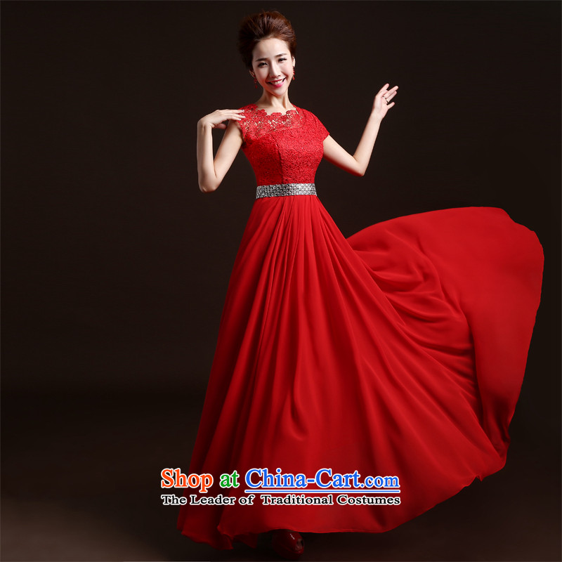 Wedding dresses new 2015 Summer bride bows services red stylish bridesmaid dress long service dress annual Sau San bows banquet evening dresses red XXL, Lily Dance (ball lily shopping on the Internet has been pressed.)
