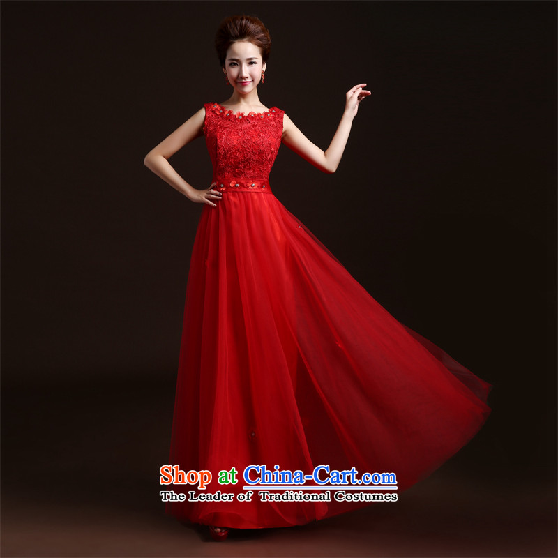 Wedding dresses new 2015 winter stylish shoulders a shoulder marriages bows annual service banquet evening dresses long gown red Korean-style Sau San dress RED M Lily Dance (ball lily shopping on the Internet has been pressed.)