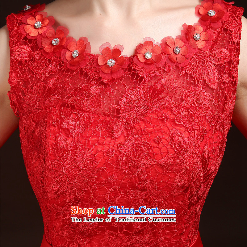Wedding dresses new 2015 winter stylish shoulders a shoulder marriages bows annual service banquet evening dresses long gown red Korean-style Sau San dress RED M Lily Dance (ball lily shopping on the Internet has been pressed.)