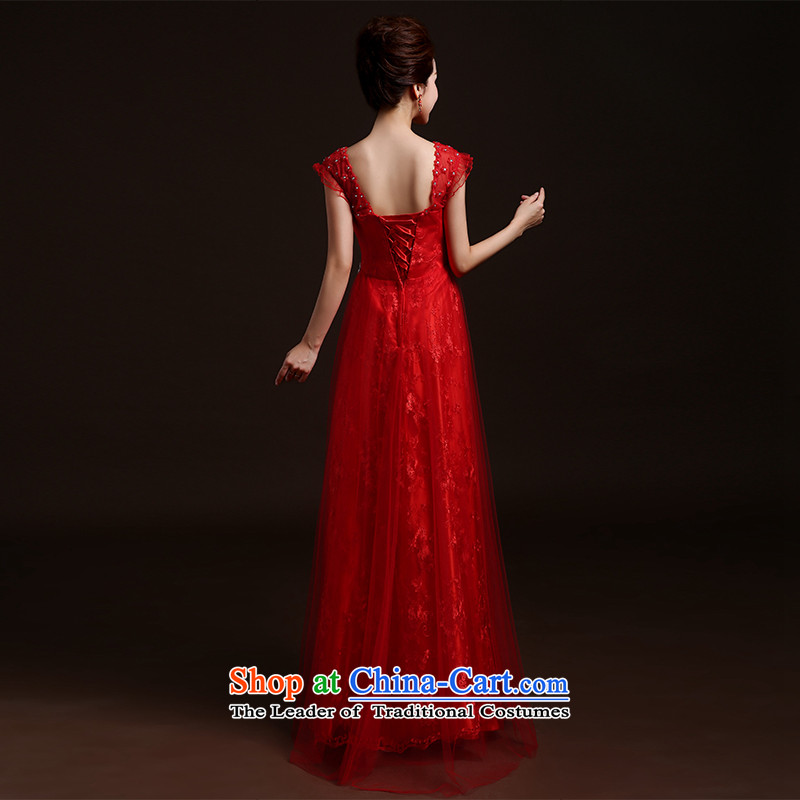 Wedding dresses new 2015 winter stylish marriages bows services red dress chairpersons banquet evening dresses long red dress uniform toasting champagne Sau San XXL, Lily Dance (ball lily shopping on the Internet has been pressed.)