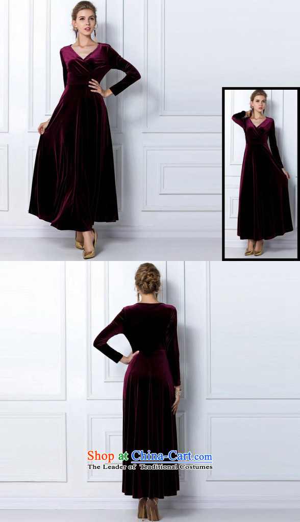 Gibez 3092-- Dili Europe card autumn and winter long-sleeved dresses Kim Long Wool V-neck in the skirt the skirt wine red M picture, prices, brand platters! The elections are supplied in the national character of distribution, so action, buy now enjoy more preferential! As soon as possible.