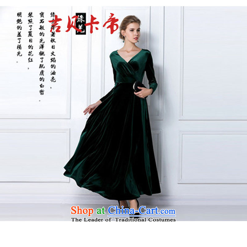 Gibez 3092-- Dili Europe card autumn and winter long-sleeved dresses Kim Long Wool V-neck in the skirt the skirt wine red M GIBEZ Card (JIBEIKADI) , , , shopping on the Internet