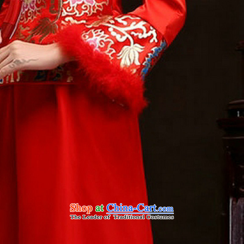 There is also optimized 8D Red bows Service Bridal long 2014 new wedding gown marriage wedding dress long-sleeved qipao autumn and winter load YSB2083 red colored silk is optimized M , , , shopping on the Internet
