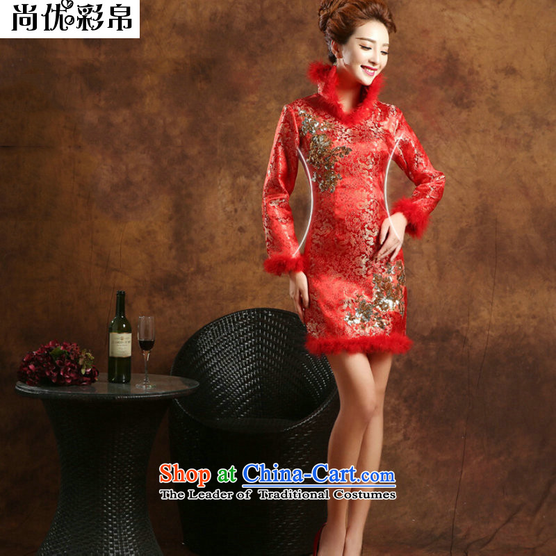 There is also optimized 8D_ Replica short of winter long-sleeved gown YFTK2812 ancient bride bows red?S