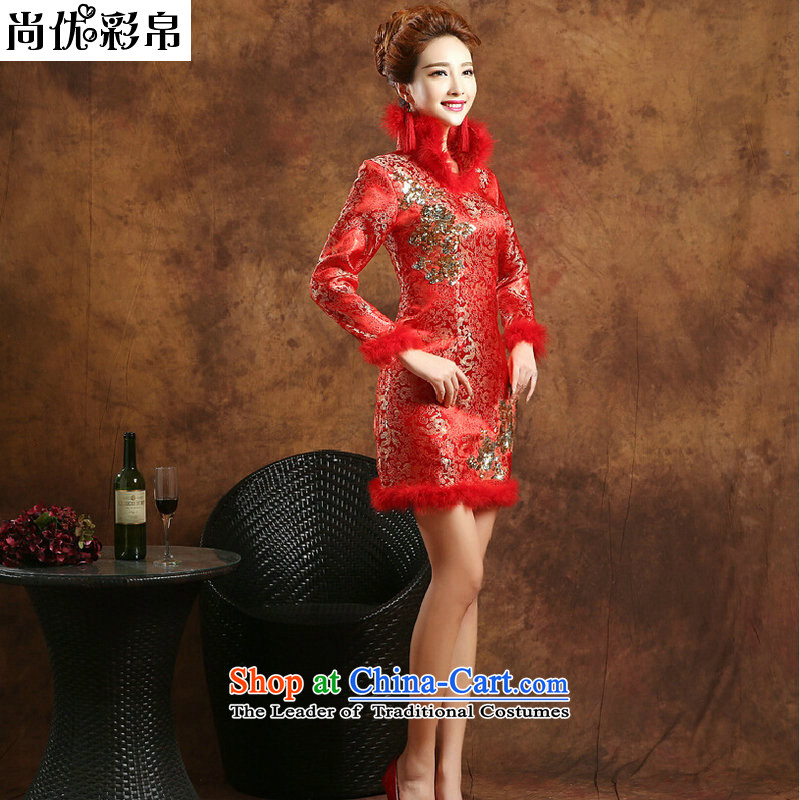 There is also optimized 8D) Replica short of winter long-sleeved gown YFTK2812 ancient bride bows red colored silk is optimized, , , , shopping on the Internet