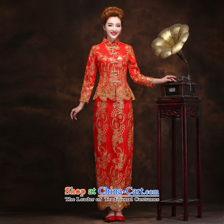The new improved retro sexy lace marriage qipao autumn and winter clothing long marriage bows long-sleeved qipao gown YY2093 RED L picture, prices, brand platters! The elections are supplied in the national character of distribution, so action, buy now enjoy more preferential! As soon as possible.