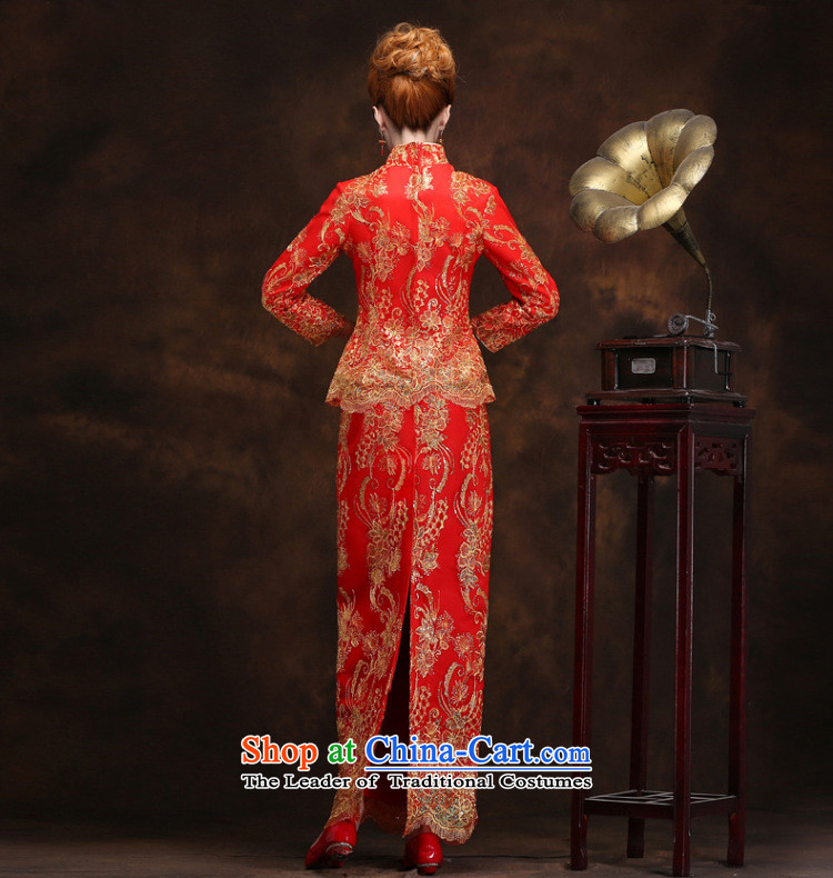 The new improved retro sexy lace marriage qipao autumn and winter clothing long marriage bows long-sleeved qipao gown YY2093 RED L picture, prices, brand platters! The elections are supplied in the national character of distribution, so action, buy now enjoy more preferential! As soon as possible.