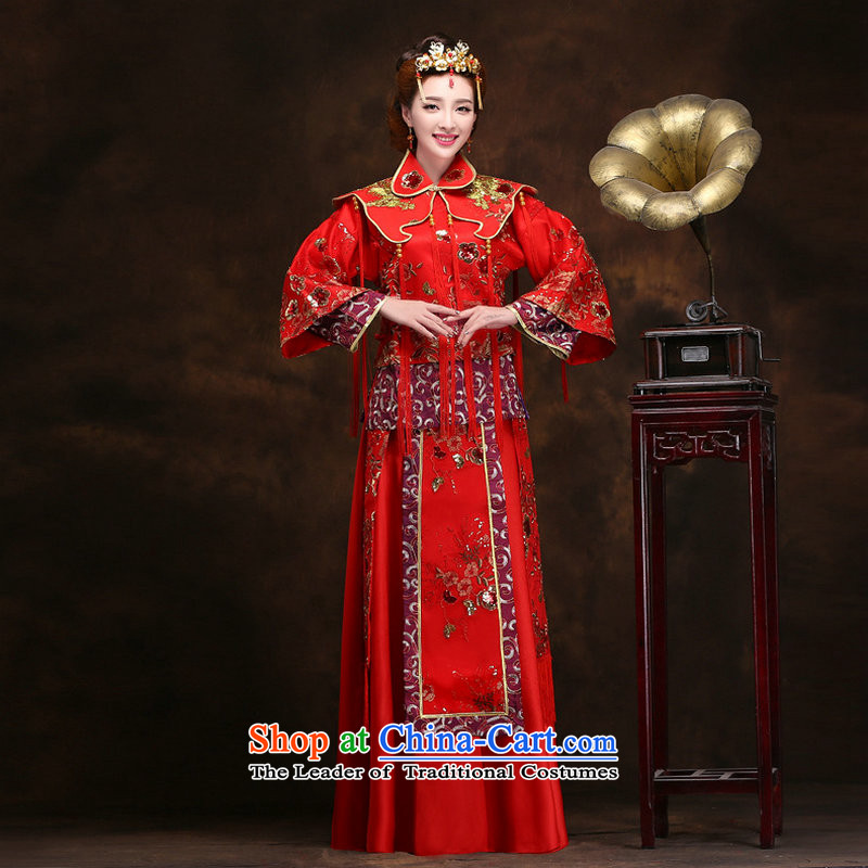Naoji a dragon use the new Chinese Dress Wedding dress-hi use marriages red retro winter YY2094 long red XXXL, naoji a , , , shopping on the Internet