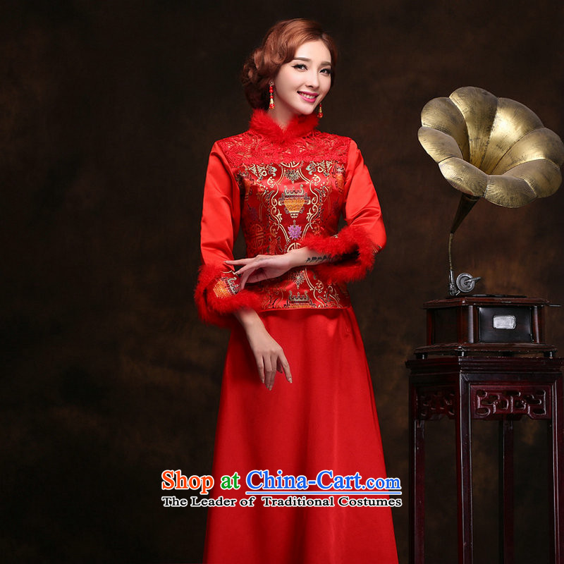 Naoji a 2014 new winter cotton waffle cotton long-sleeved folder wedding winter clothing red wedding bride YY2098 RED , L, yet a , , , shopping on the Internet