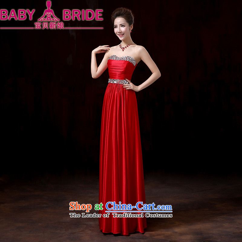 Baby bride noble?2014 Winter, Mary Magdalene chest to dress long wine red bows to the persons chairing the stylish upmarket evening dresses RED?M