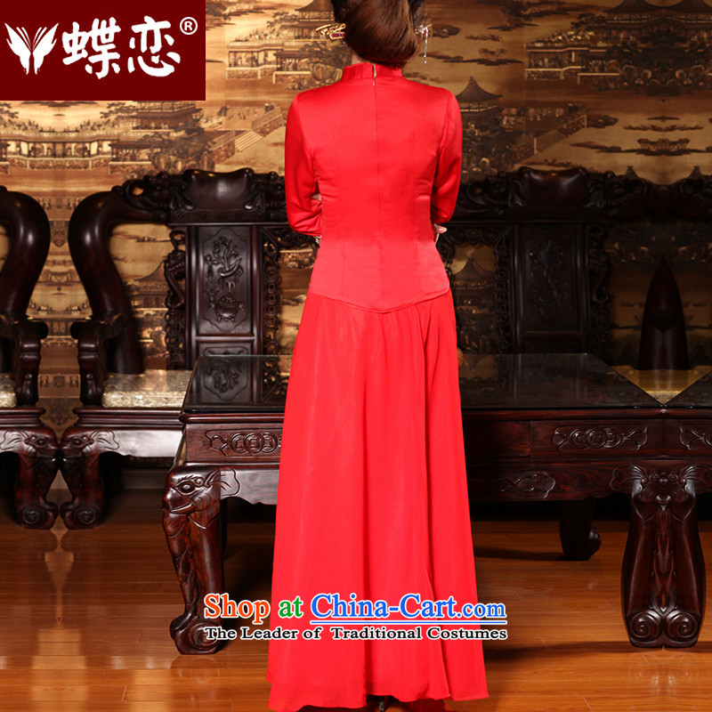 Butterfly Lovers 2015 Autumn new improved marriage QIPAO) retro bride into wine service long red wedding dress 49158 Red new pre-sale 7 days of Butterfly Lovers , , , XXL, shopping on the Internet