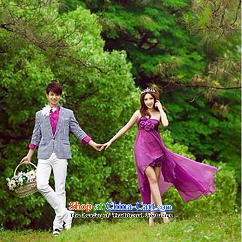 A bride wedding dresses , before the new 2015 after long purple dress short manual 409 PURPLE , L, a flower of the bride-door , , , shopping on the Internet