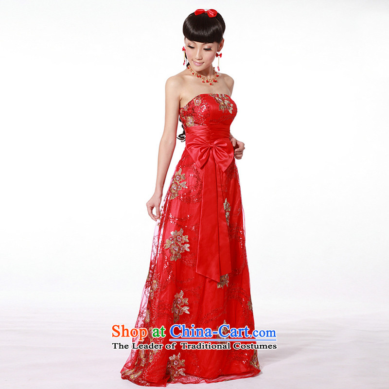 A bride wedding dresses new 2015 Red wedding dress bows service long gown 680 M, a bride red , , , shopping on the Internet