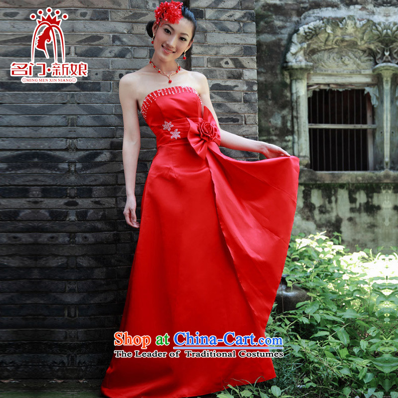 A bride wedding dresses 2015 new marriage bows dress red dress bride with 641 red S